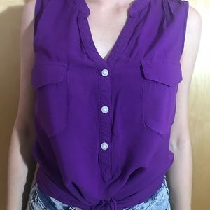 OLD NAVY Button Down Purple Top